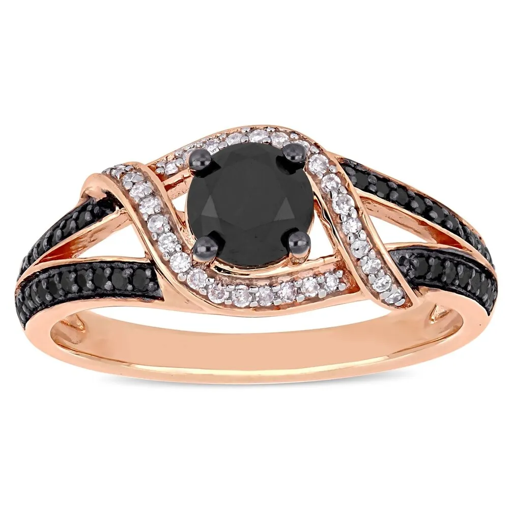 Miadora 10k Rose Gold with Black Rhodium 1ct TDW Black and White Diamond Crossover Engagement Ring sold by Zulily product image thumbnail 2