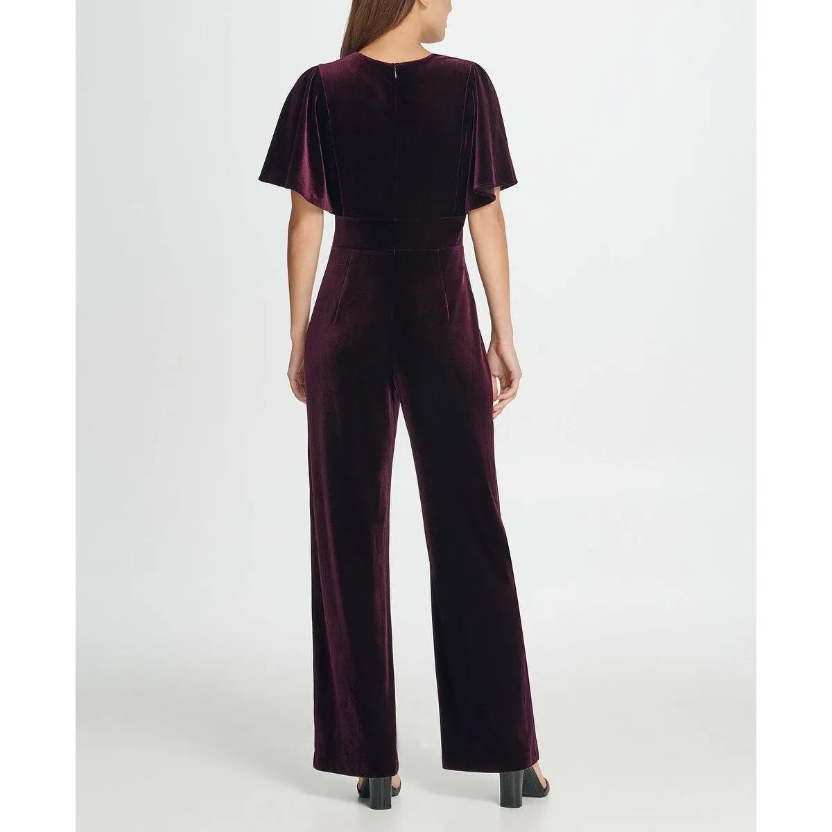 DKNY Women's Zippered Bell Sleeve V Neck Wide Leg Party Jumpsuit Purple Size 10 sold by Zulily product image thumbnail 2