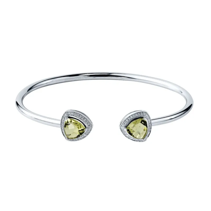 Auriya 2 3/4ct Trillion-Cut Lemon Green Quartz Gold over Silver Bangle Bracelet with Diamond Accents sold by Zulily