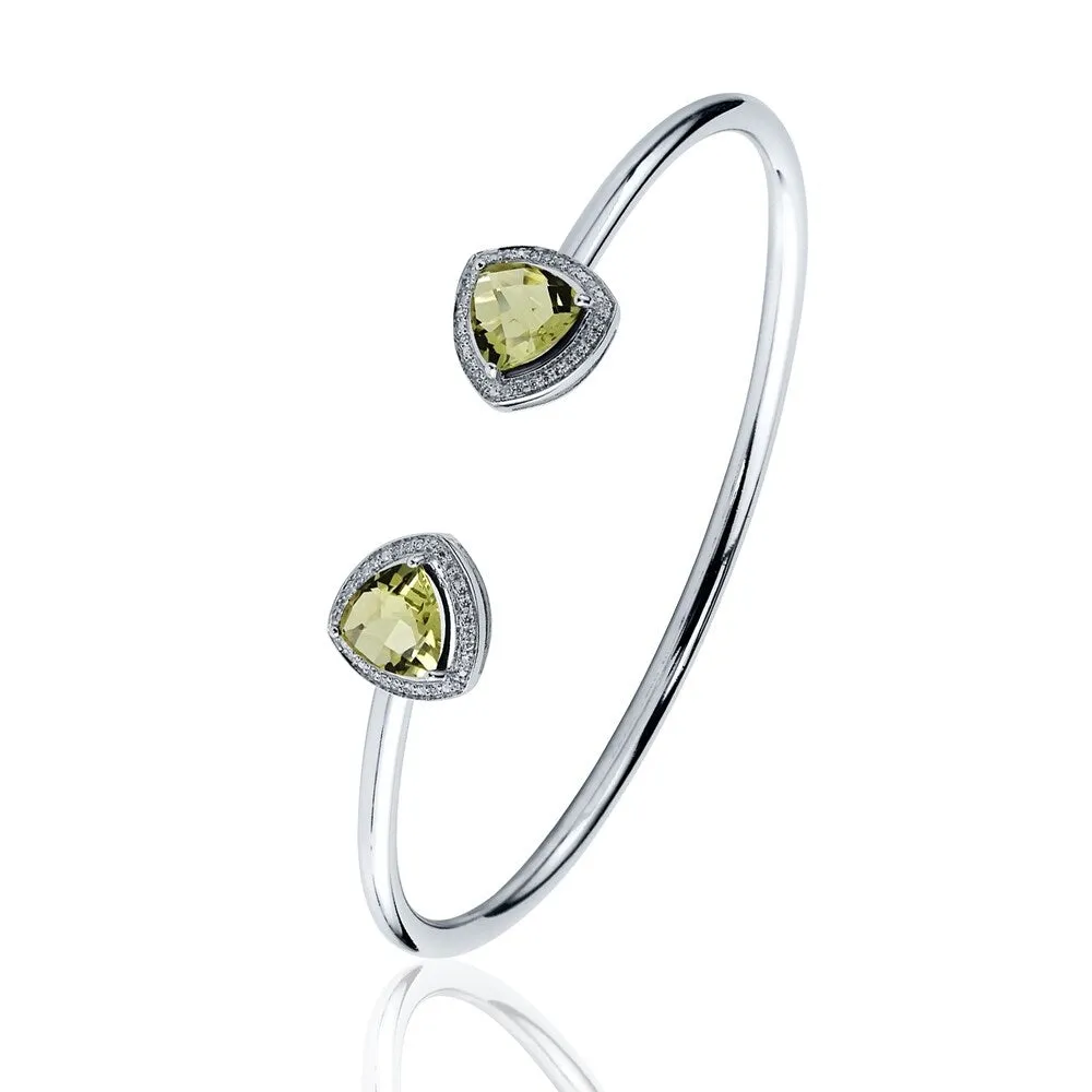 Auriya 2 3/4ct Trillion-Cut Lemon Green Quartz Gold over Silver Bangle Bracelet with Diamond Accents sold by Zulily product image thumbnail 4