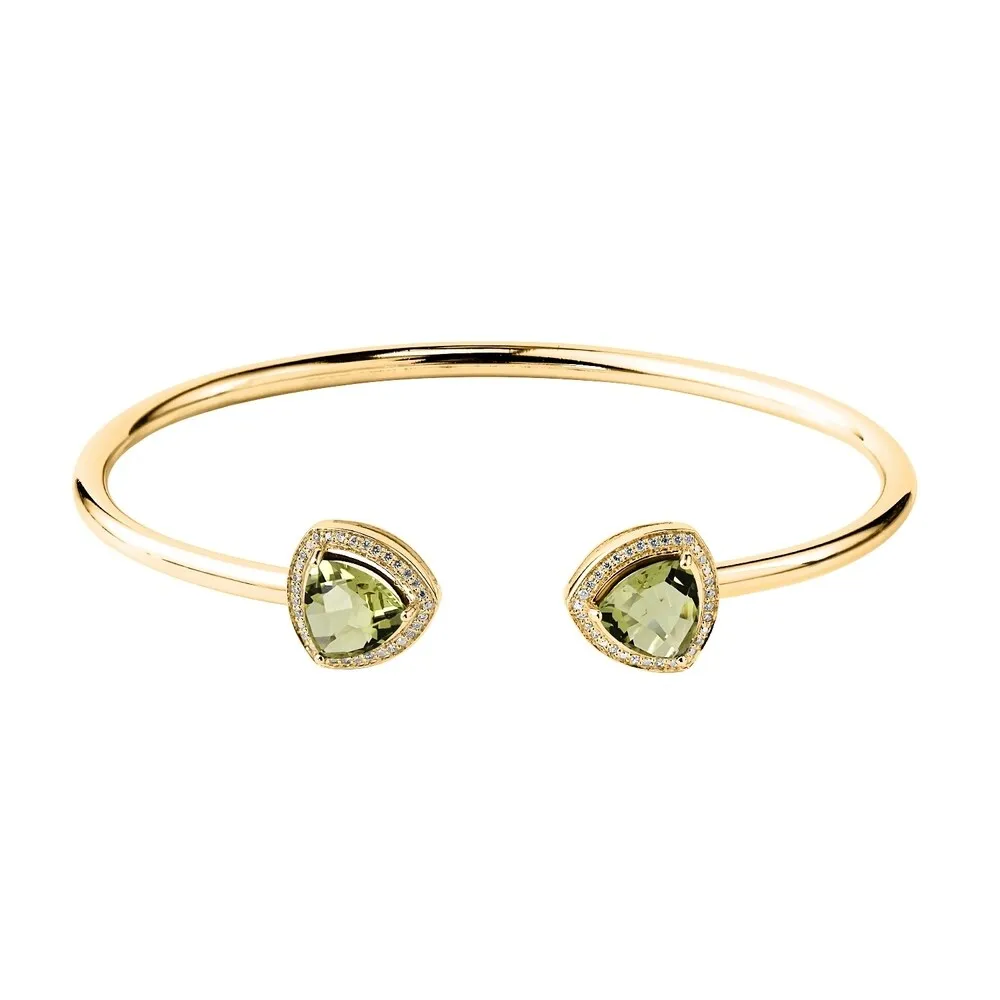 Auriya 2 3/4ct Trillion-Cut Lemon Green Quartz Gold over Silver Bangle Bracelet with Diamond Accents sold by Zulily product image thumbnail 2