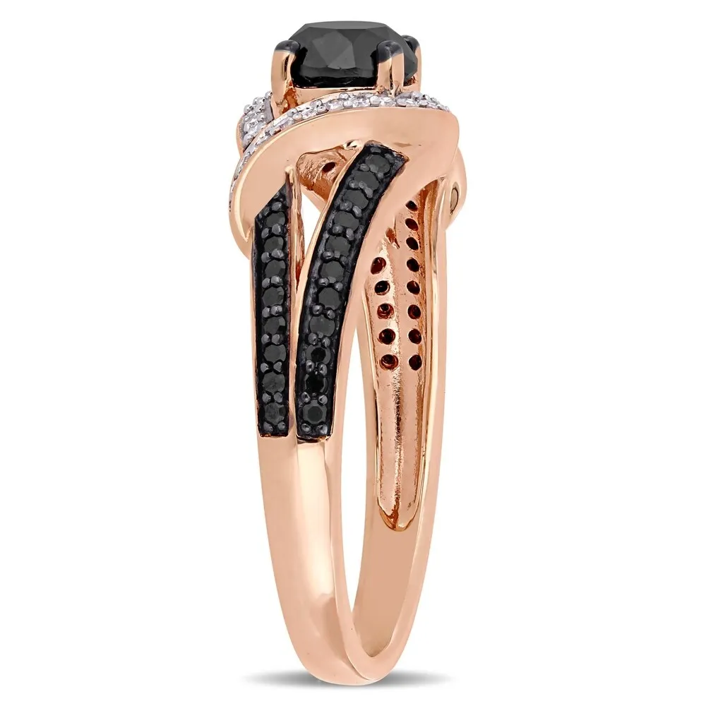 Miadora 10k Rose Gold with Black Rhodium 1ct TDW Black and White Diamond Crossover Engagement Ring sold by Zulily product image thumbnail 3