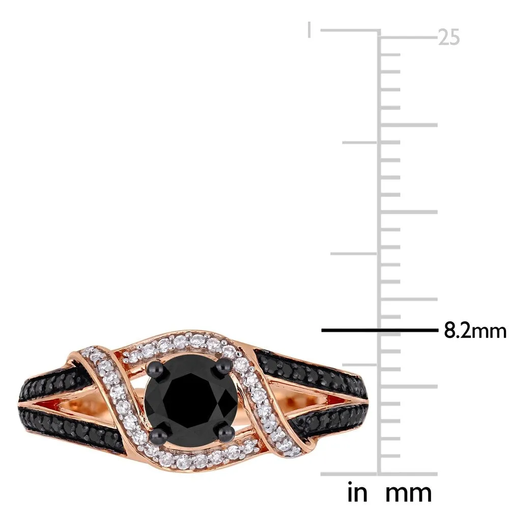 Miadora 10k Rose Gold with Black Rhodium 1ct TDW Black and White Diamond Crossover Engagement Ring sold by Zulily product image thumbnail 4