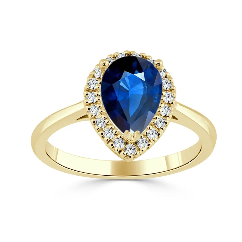 Auriya 1 1/2ct Pear Blue Sapphire Halo Diamond Engagement Ring 1/6ctw 14k Gold sold by Zulily product image thumbnail 2
