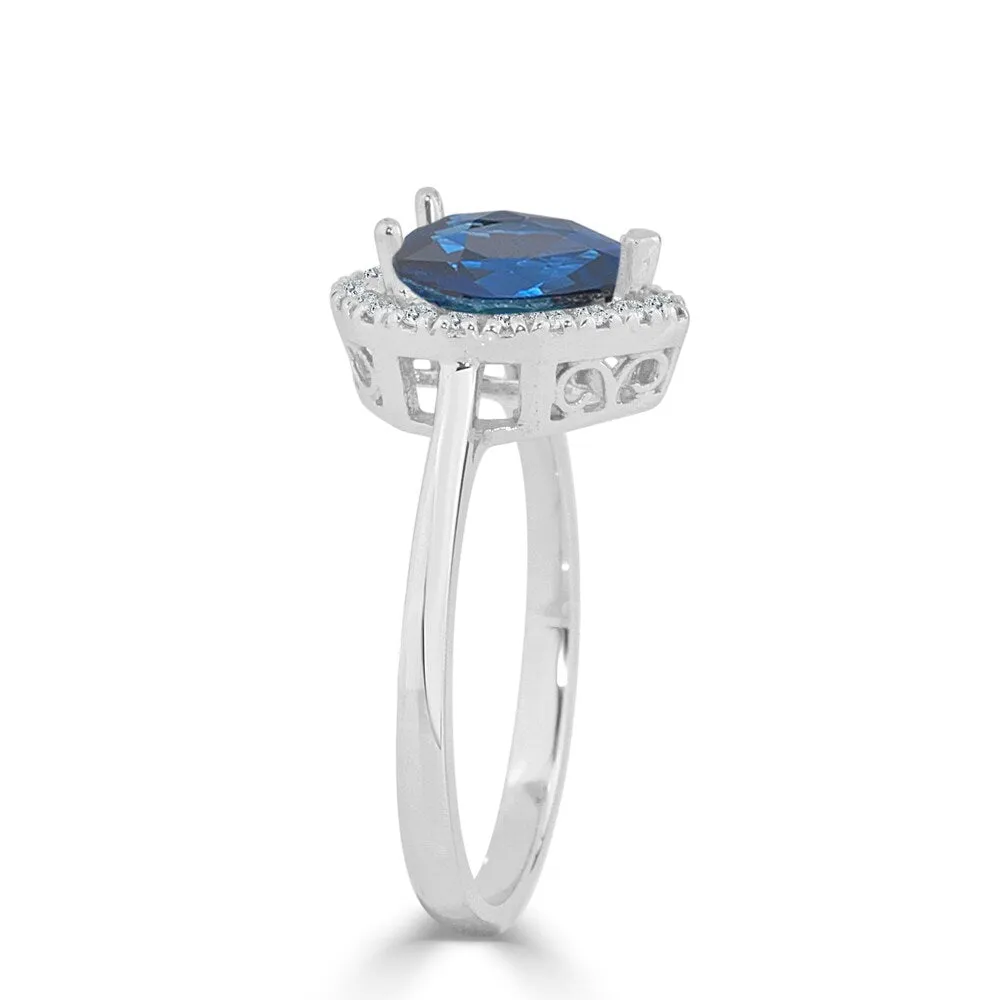 Auriya 1 1/2ct Pear Blue Sapphire Halo Diamond Engagement Ring 1/6ctw 14k Gold sold by Zulily product image thumbnail 5