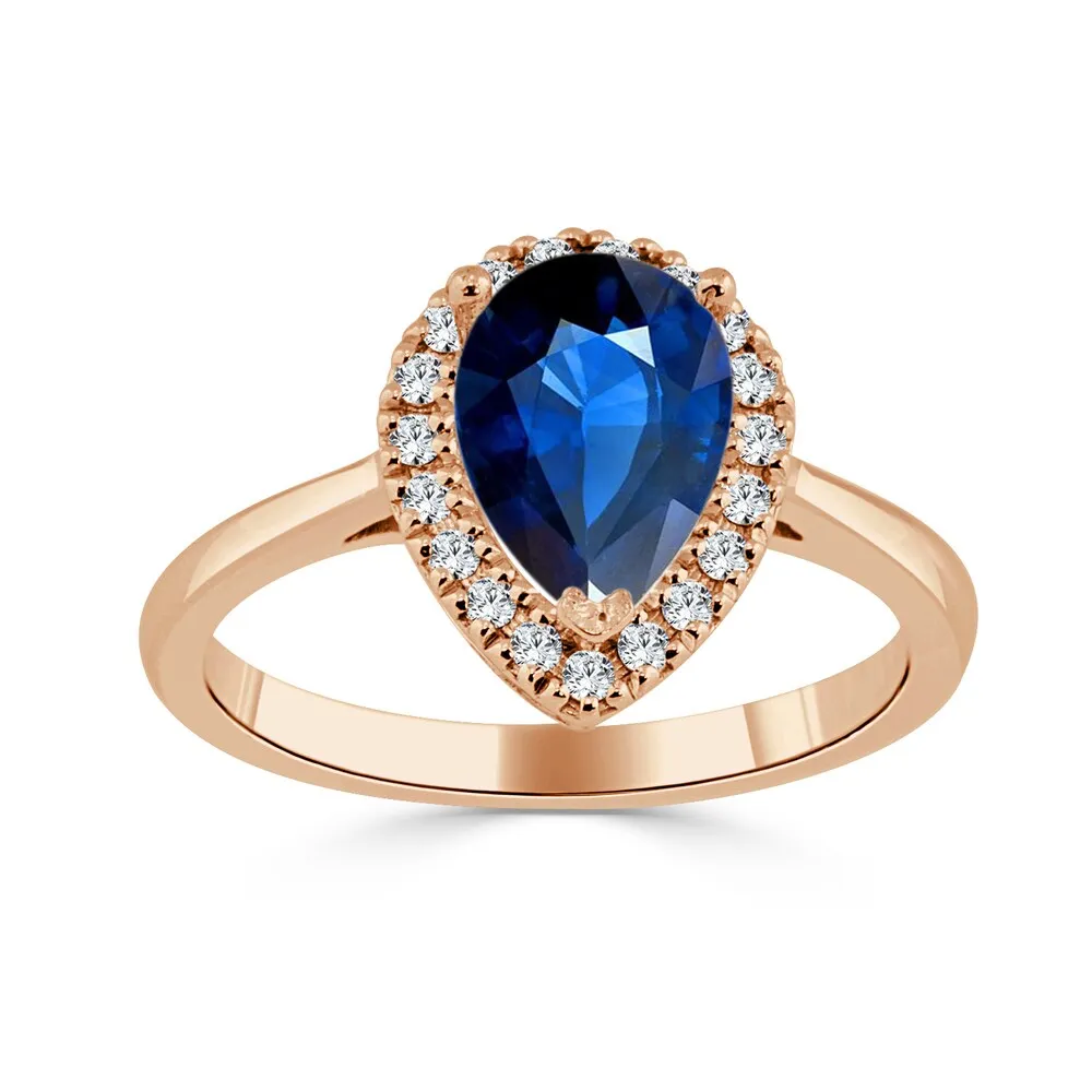 Auriya 1 1/2ct Pear Blue Sapphire Halo Diamond Engagement Ring 1/6ctw 14k Gold sold by Zulily product image thumbnail 3