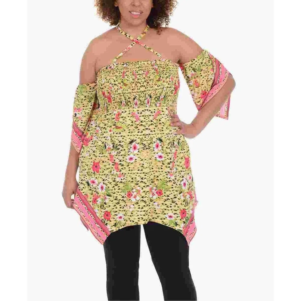 NY Collection Women's Plus Printed Smocked Blouse Red Size 2X sold by Zulily