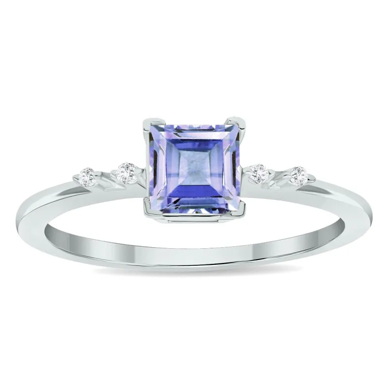 Women's Tanzanite and Diamond Sparkle Ring in 10K White Gold sold by Zulily