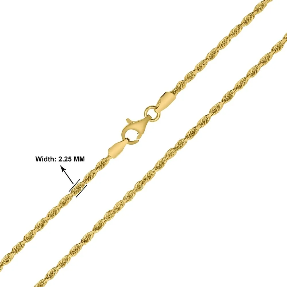 14K Yellow Gold 2.25mm Classic Diamond Cut Twisted Rope Chain with Lobster Clasp - 22 Inch sold by Zulily product image thumbnail 3