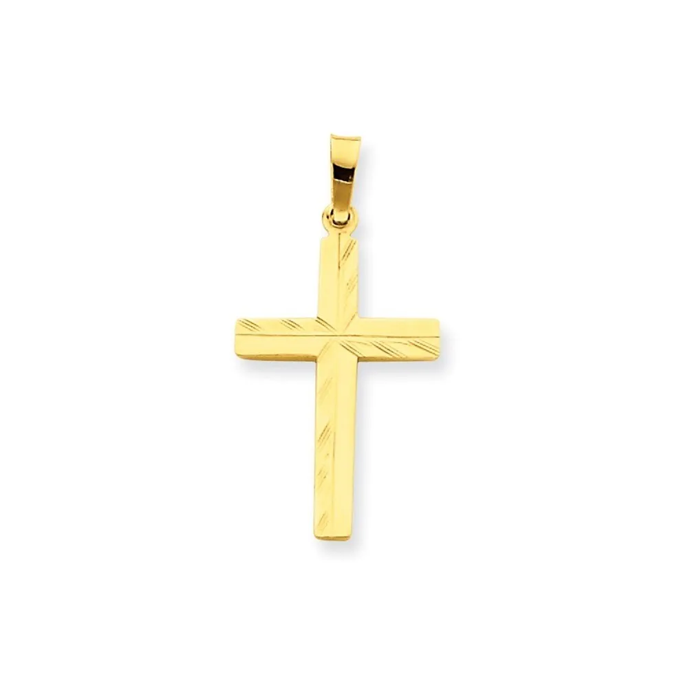 Curata 14k Yellow Gold 18" Diamond-Cut Hollow Cross Pendant - 20x13mm sold by Zulily