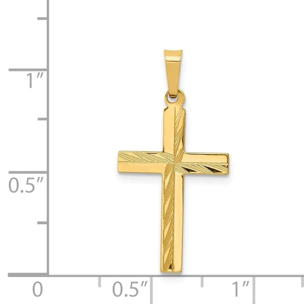 Curata 14k Yellow Gold 18" Diamond-Cut Hollow Cross Pendant - 20x13mm sold by Zulily product image thumbnail 2