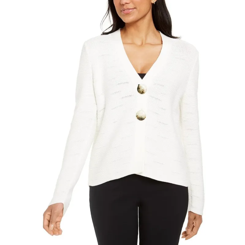JM Collection Women's Two Button Cardigan Sweater White Size Large sold by Zulily