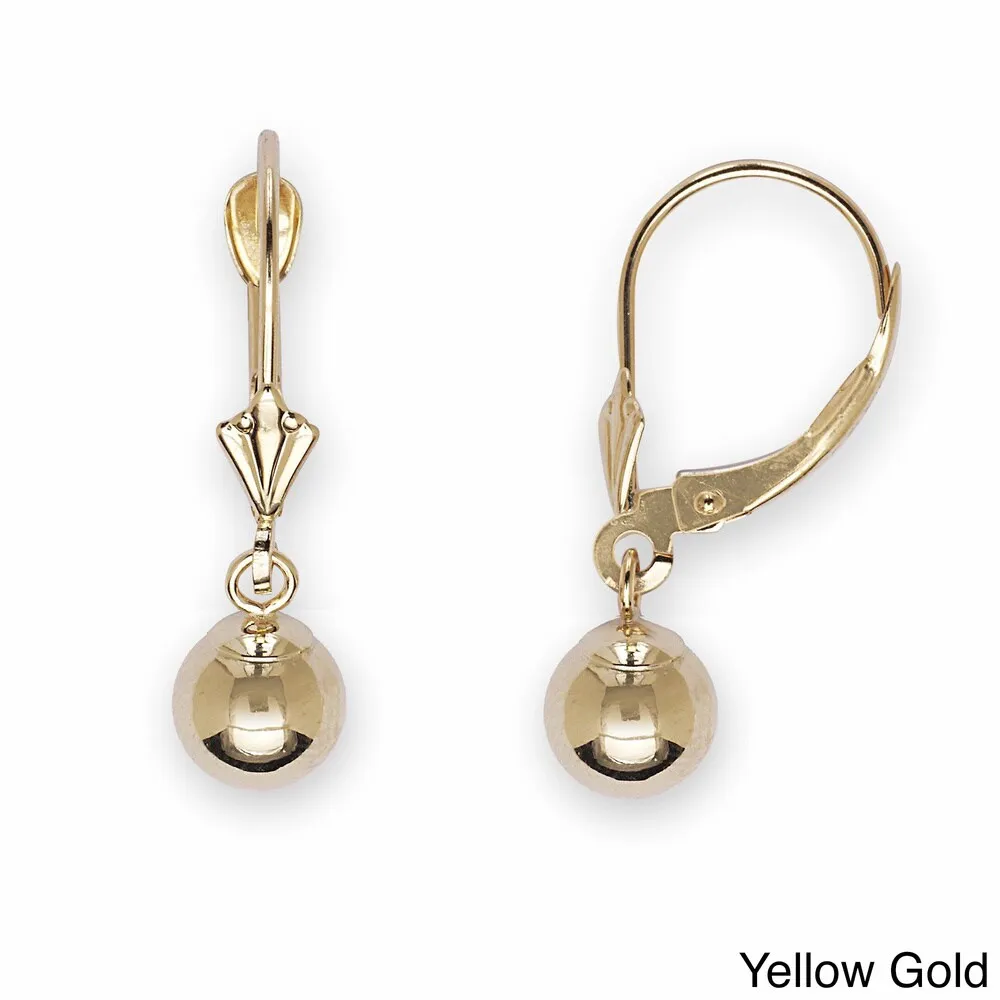 Curata 14k Yellow or White Gold 6 mm Ball Drop Lever Back Dangle Earrings sold by Zulily product image thumbnail 2