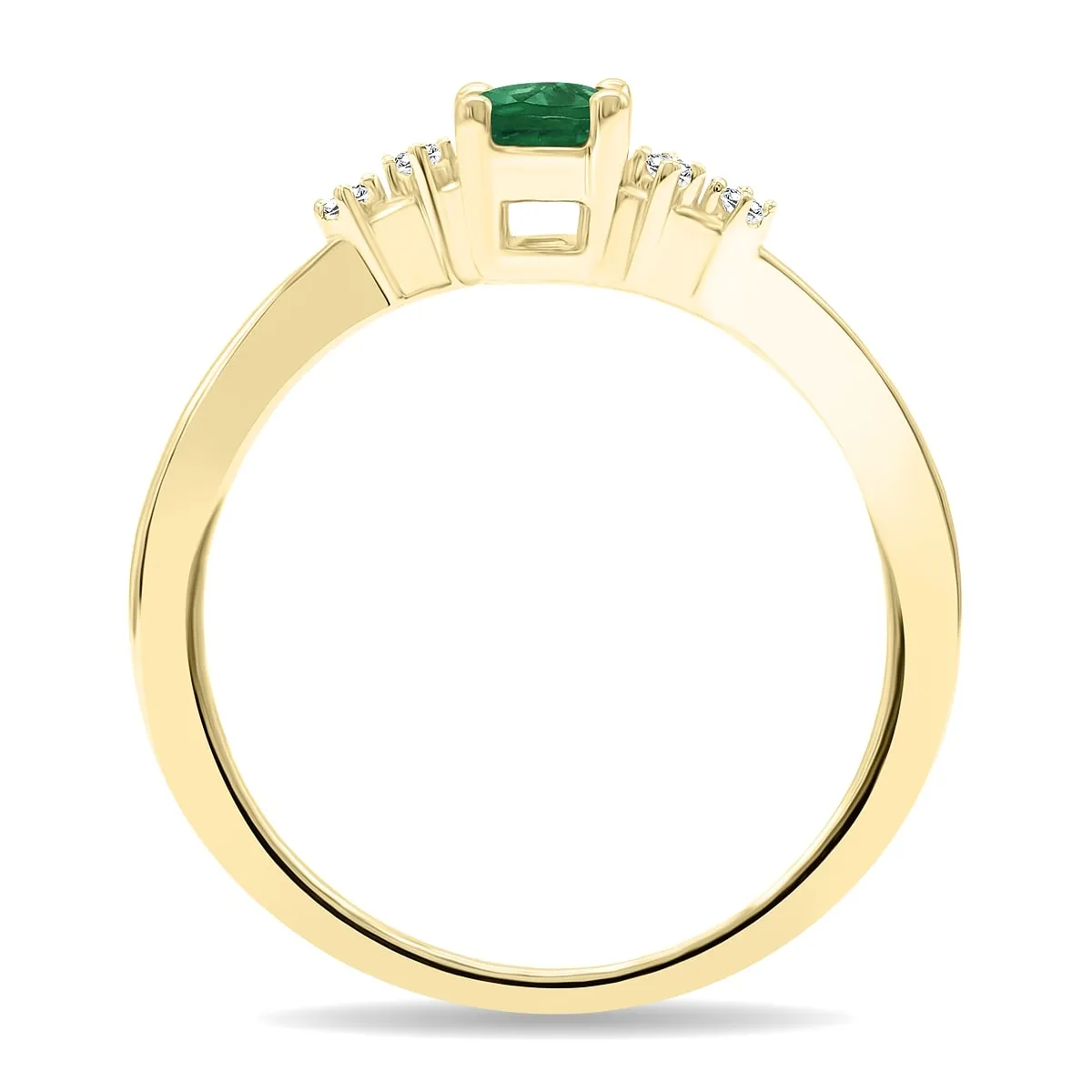 Women's Oval Shaped Emerald and Diamond Tierra Ring in 10K Yellow Gold sold by Zulily product image thumbnail 3