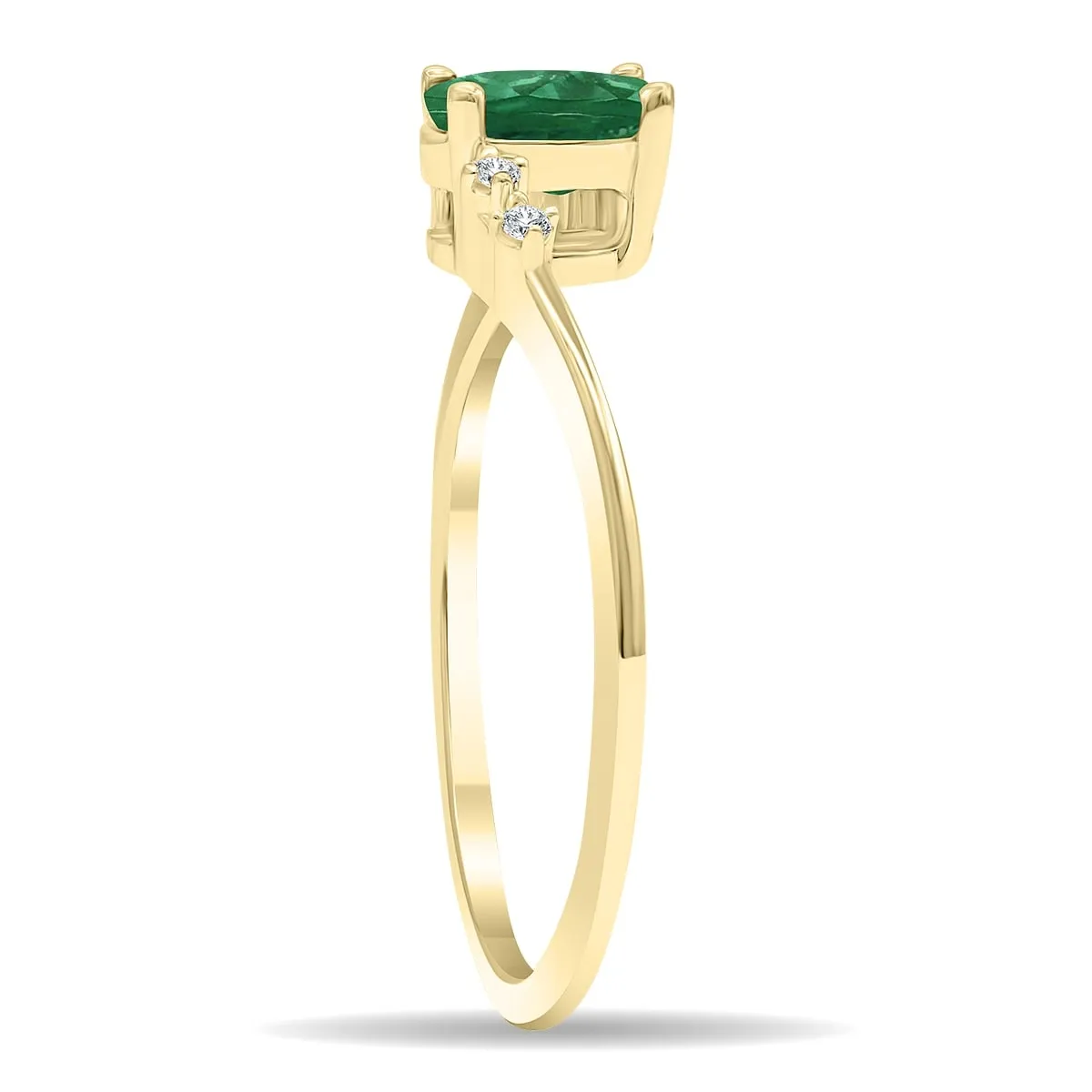 Women's Oval Shaped Emerald and Diamond Tierra Ring in 10K Yellow Gold sold by Zulily product image thumbnail 2