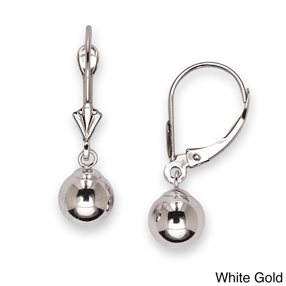 Curata 14k Yellow or White Gold 6 mm Ball Drop Lever Back Dangle Earrings sold by Zulily product image thumbnail 3