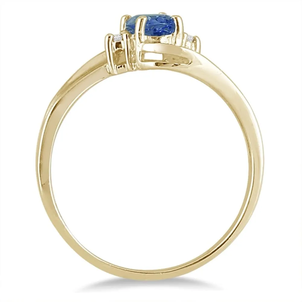 Sapphire Gemstone and Diamond Wave Ring 14k Yellow Gold sold by Zulily product image thumbnail 2