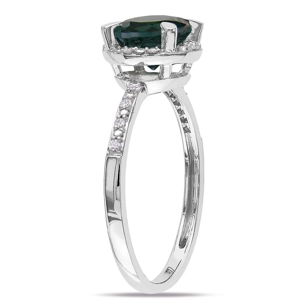 Miadora 10k White Gold 1 3/5ct TGW Blue Topaz and Diamond Halo Ring sold by Zulily product image thumbnail 2