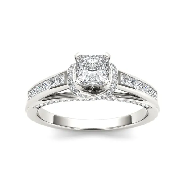 De Couer 14k White Gold 1ct TDW Princess-cut White Diamond Ring sold by Zulily