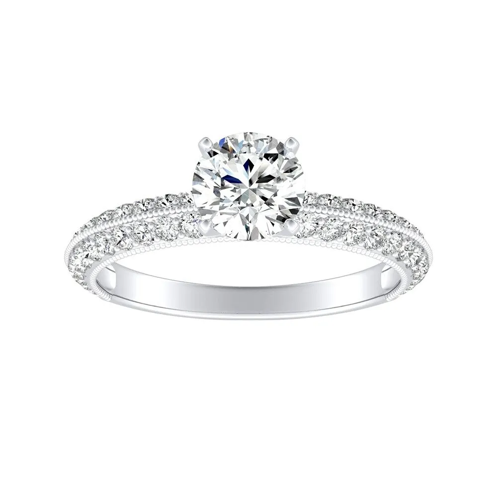 Auriya Vintage 1/2ct Round Moissanite and 3/8ctw Diamond Engagement Ring 14K Gold sold by Zulily
