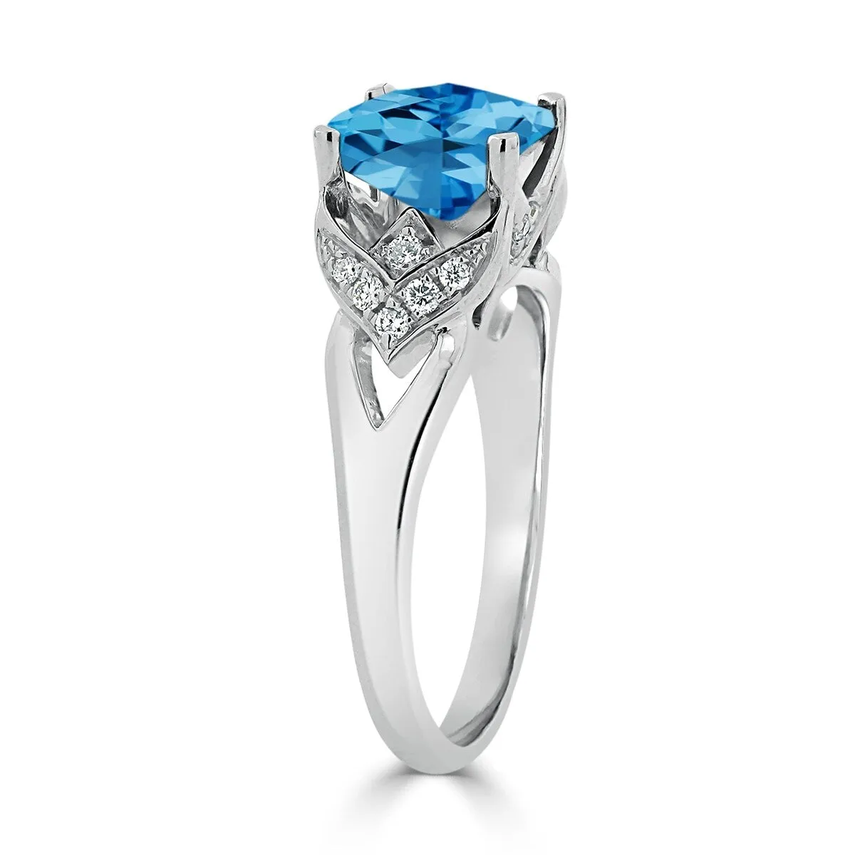 Auriya Modern 2 3/8ct Cushion-cut Swiss Blue Topaz and Diamond Engagement Ring 1/6ctw 14k Gold sold by Zulily product image thumbnail 4