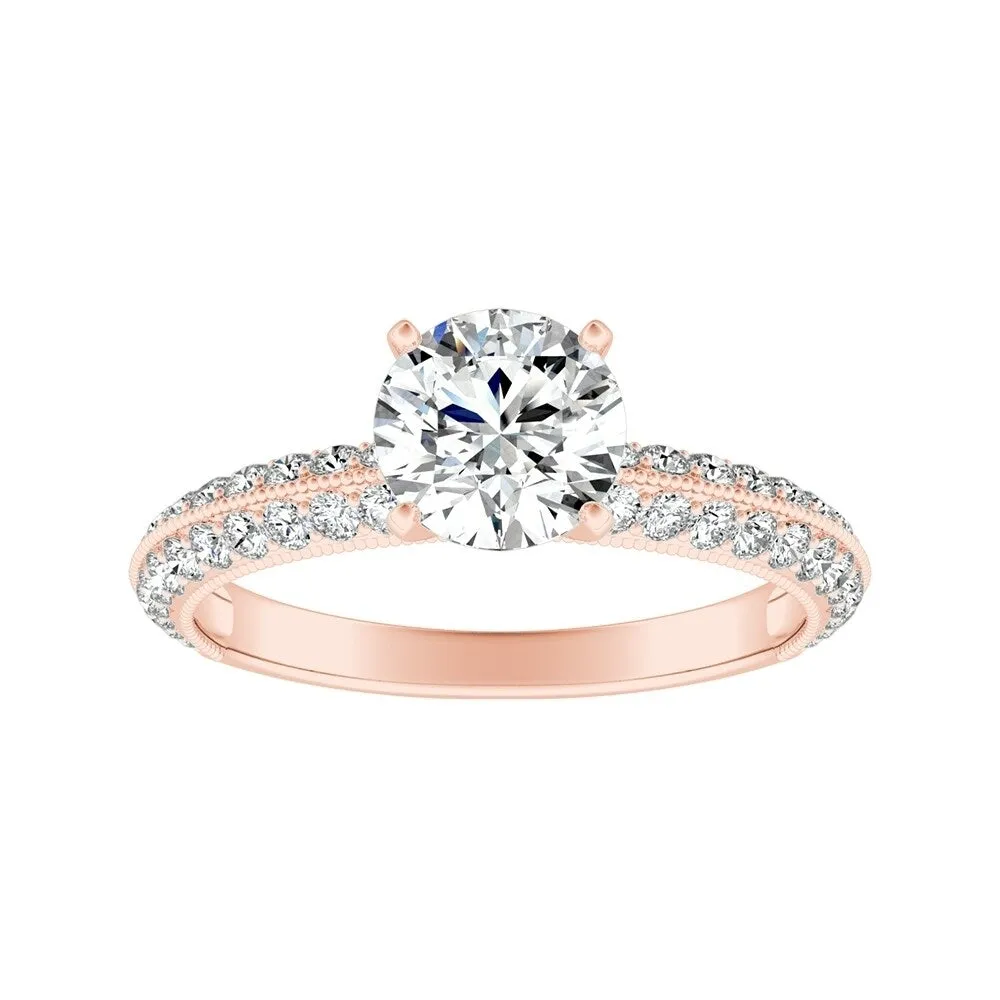 Auriya Vintage 1/2ct Round Moissanite and 3/8ctw Diamond Engagement Ring 14K Gold sold by Zulily product image thumbnail 3