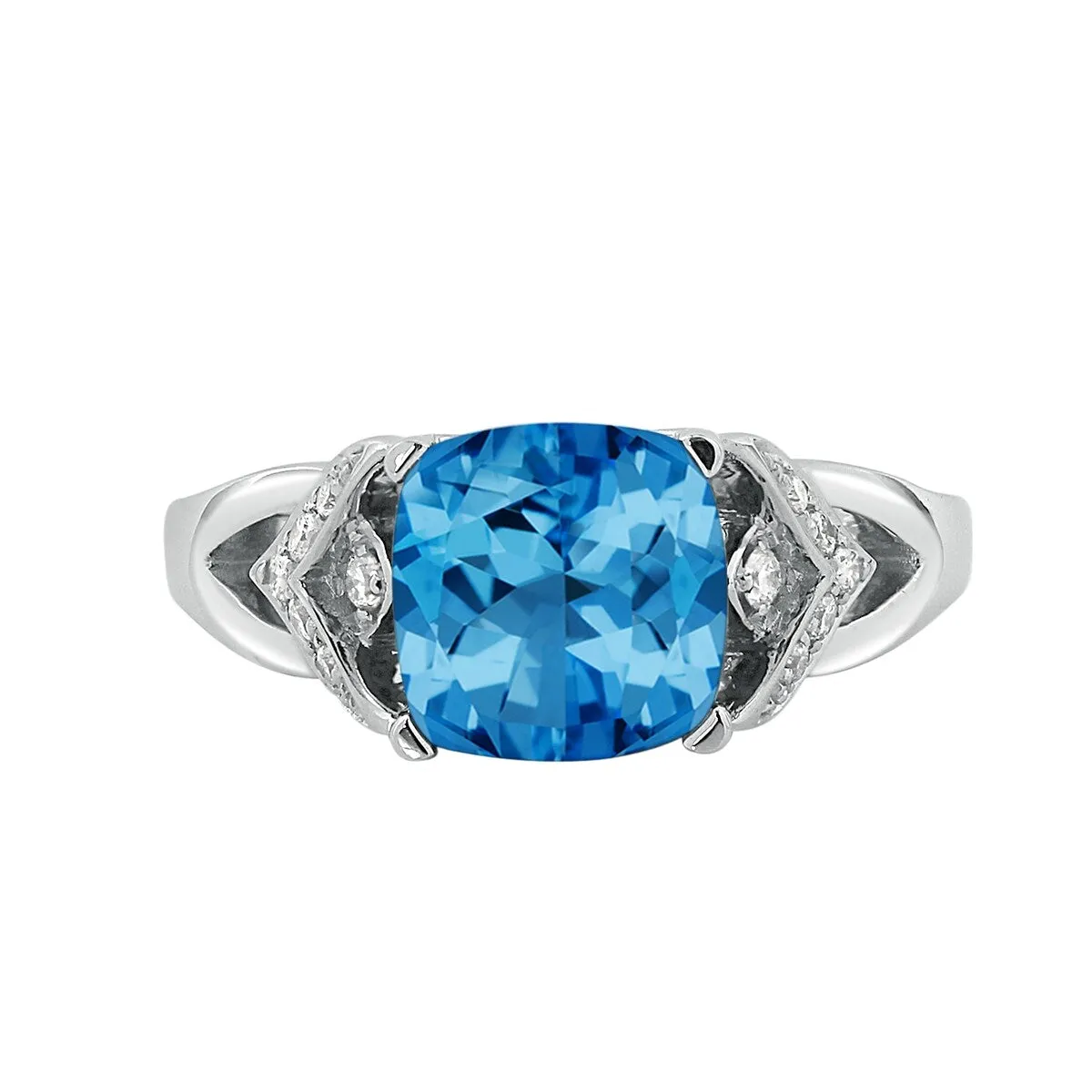 Auriya Modern 2 3/8ct Cushion-cut Swiss Blue Topaz and Diamond Engagement Ring 1/6ctw 14k Gold sold by Zulily product image thumbnail 2