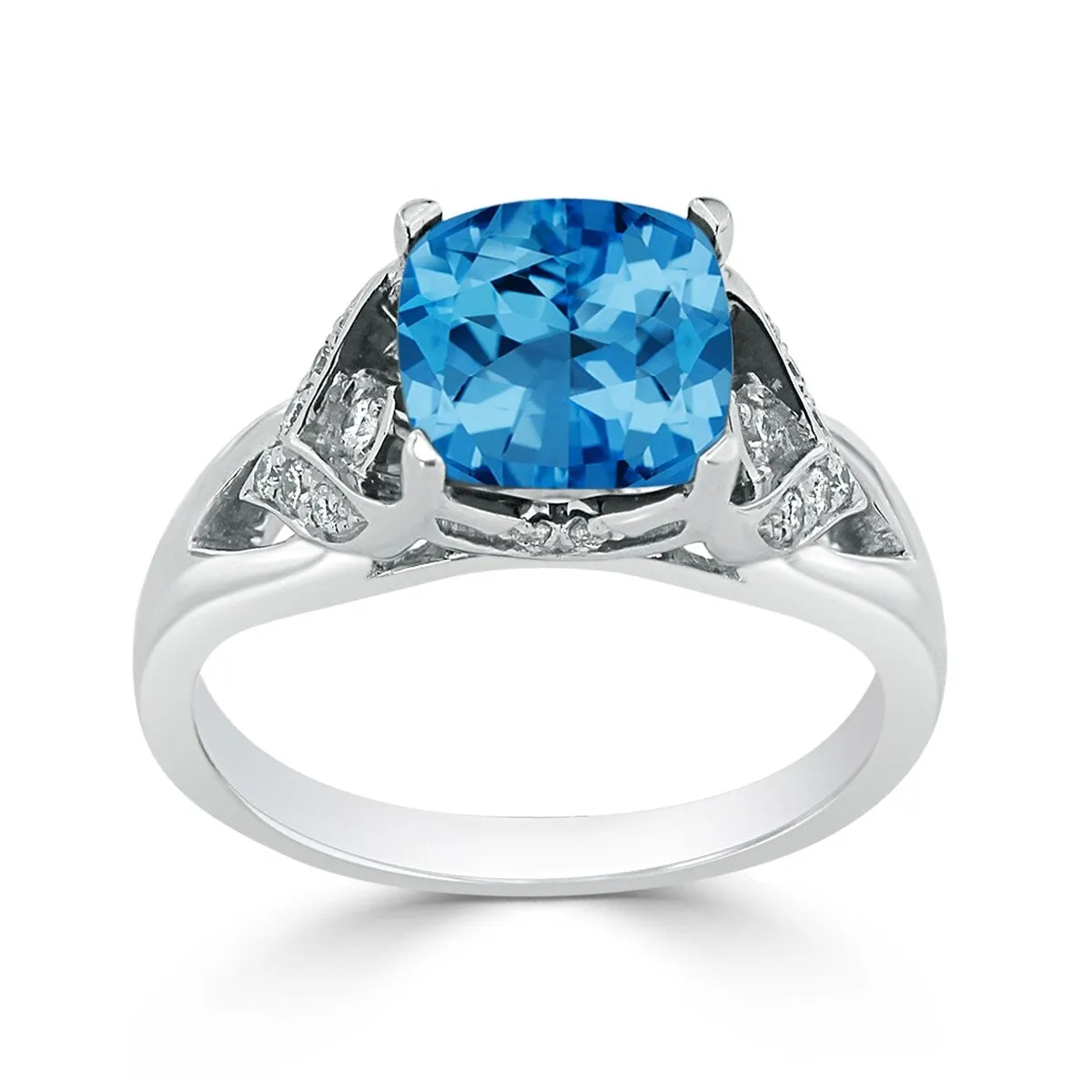 Auriya Modern 2 3/8ct Cushion-cut Swiss Blue Topaz and Diamond Engagement Ring 1/6ctw 14k Gold sold by Zulily product image thumbnail 3