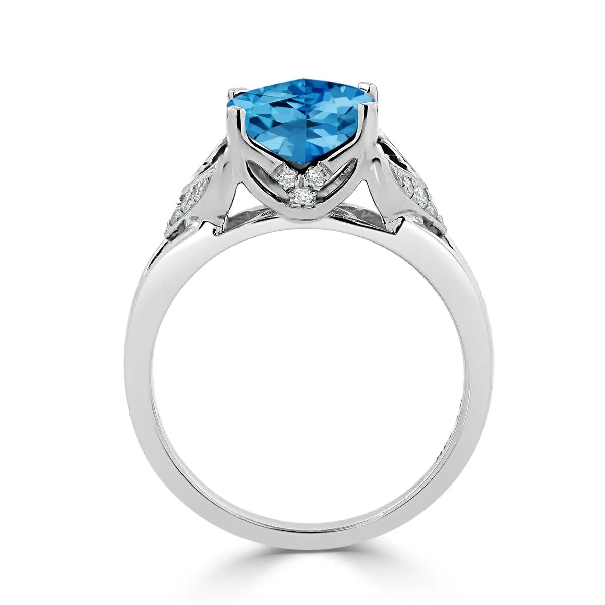 Auriya Modern 2 3/8ct Cushion-cut Swiss Blue Topaz and Diamond Engagement Ring 1/6ctw 14k Gold sold by Zulily product image thumbnail 5