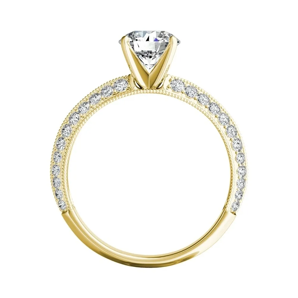 Auriya Vintage 1/2ct Round Moissanite and 3/8ctw Diamond Engagement Ring 14K Gold sold by Zulily product image thumbnail 5