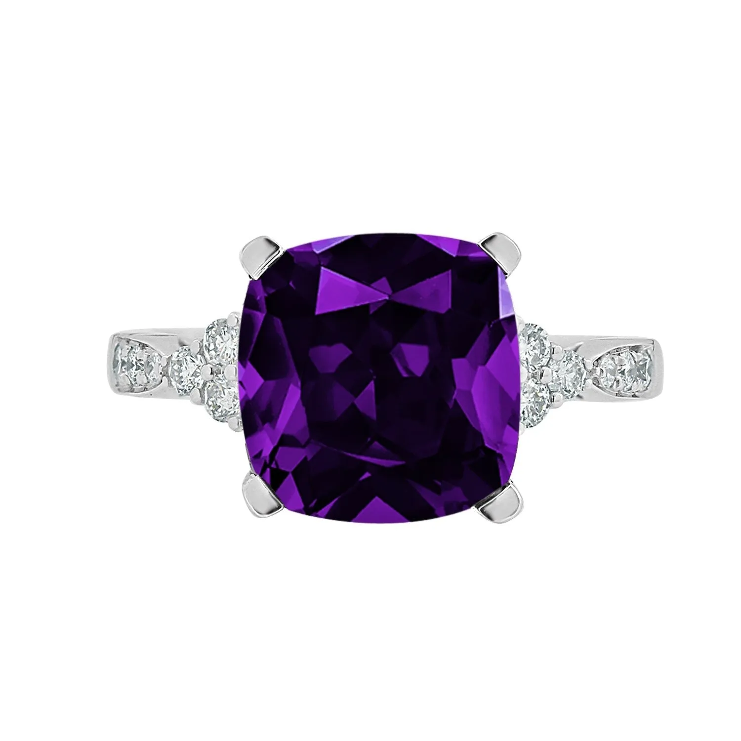 Auriya 3 1/8ct Fancy Cushion Purple Amethyst and Diamond Engagement Ring 1/4ctw 14k Gold sold by Zulily product image thumbnail 2