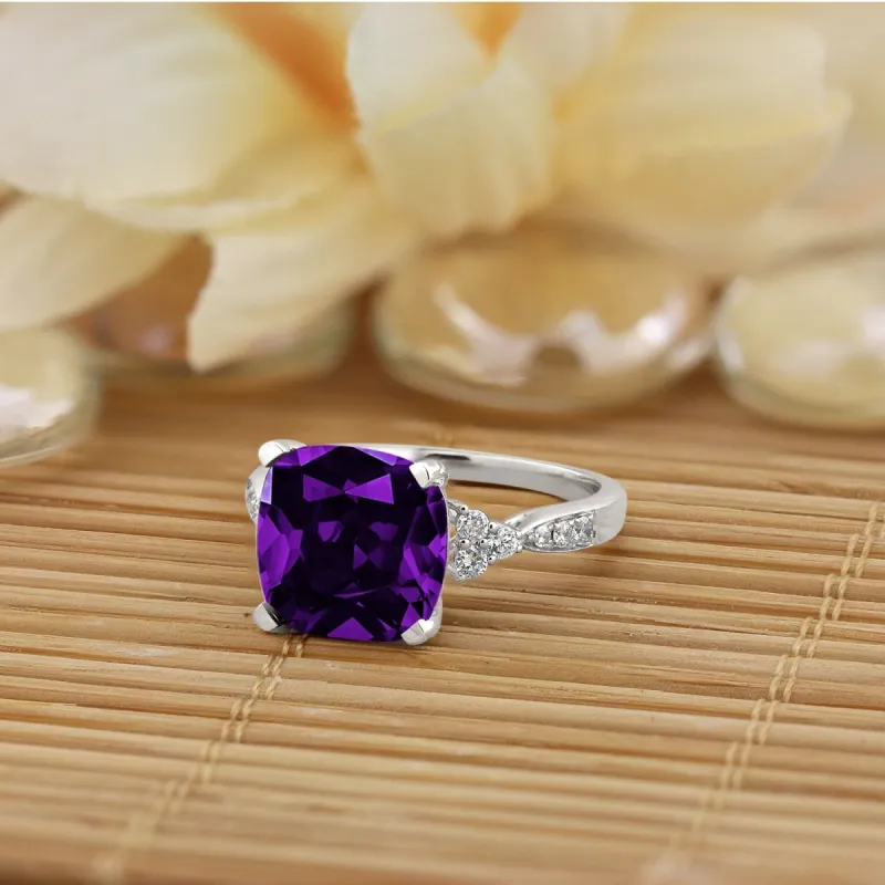 Auriya 3 1/8ct Fancy Cushion Purple Amethyst and Diamond Engagement Ring 1/4ctw 14k Gold sold by Zulily