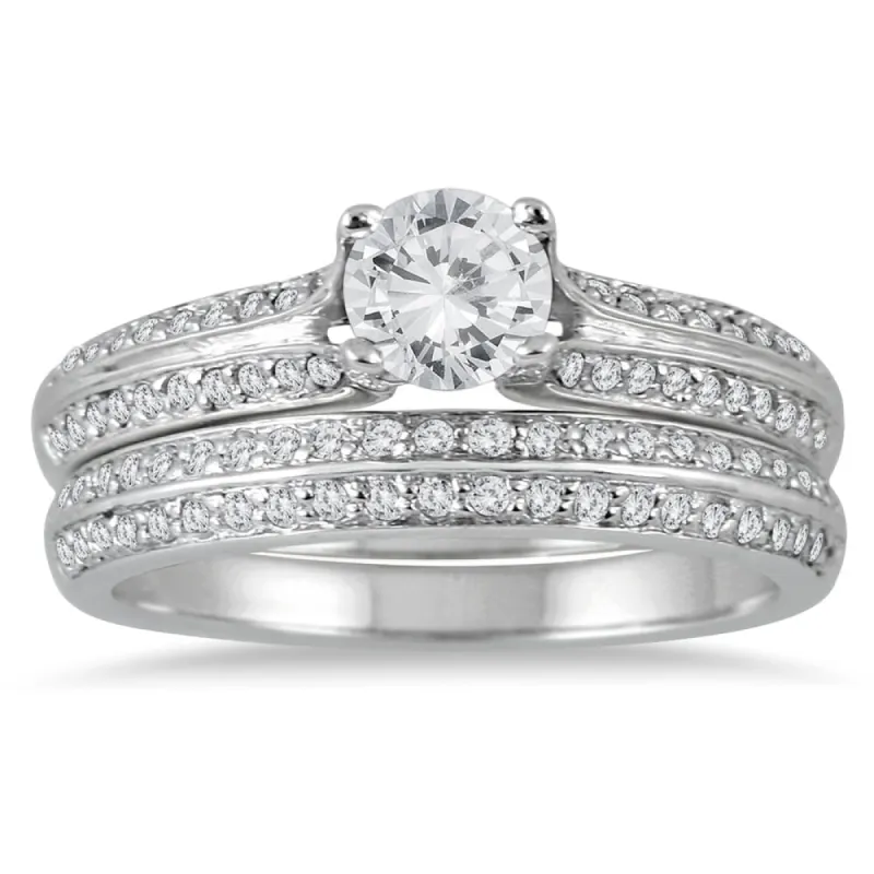 7/8 Carat TW White Diamond Bridal Set in 14K White Gold sold by Zulily
