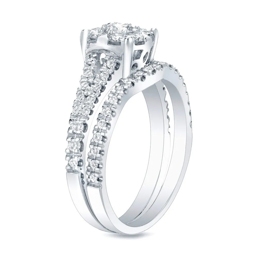 Auriya 14k Gold 3/4ctw Round Halo Diamond Engagement Ring Set sold by Zulily product image thumbnail 3