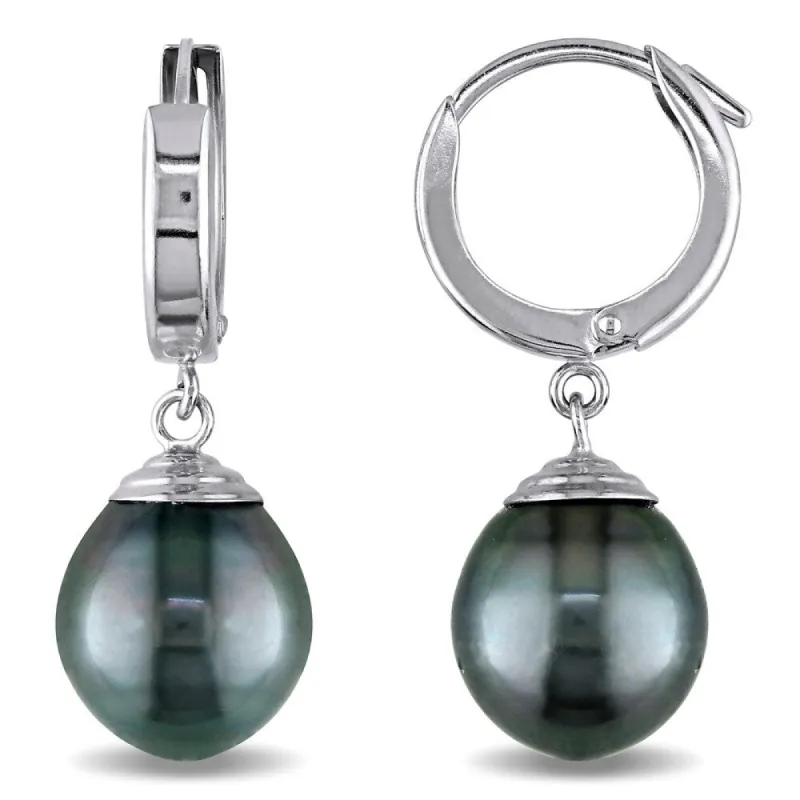 Miadora 14k White Gold Tahitian Pearl Drop Earrings (9.5-10 MM) sold by Zulily