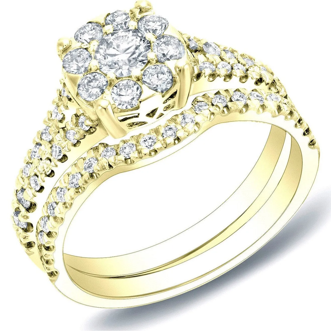 Auriya 14k Gold 3/4ctw Round Halo Diamond Engagement Ring Set sold by Zulily product image thumbnail 2