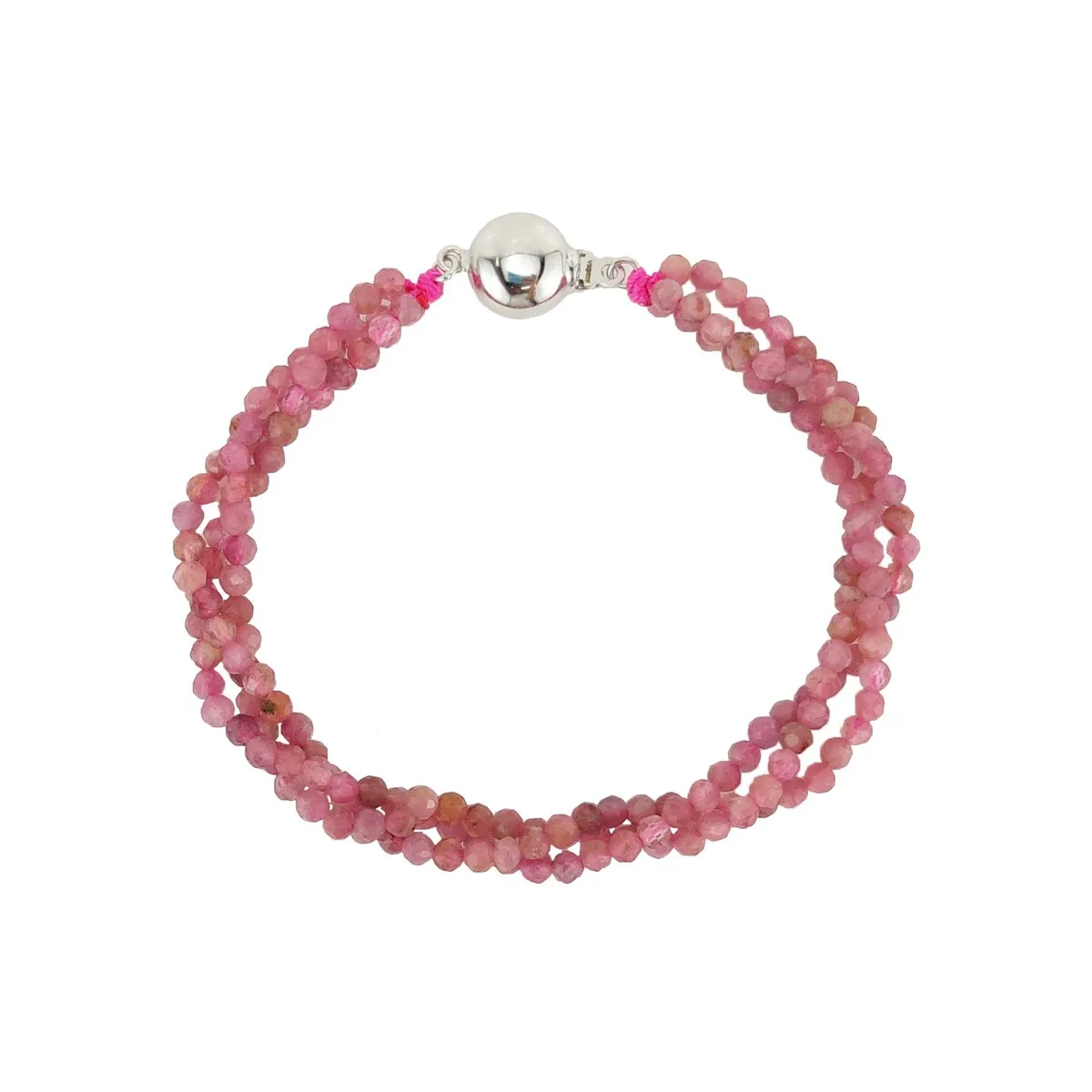 Sterling Silver with Coral Three Row Beaded Bracelet-7.25" sold by Zulily