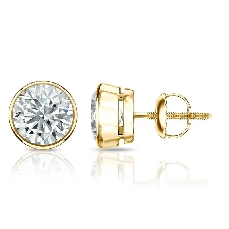 14k Gold Round 1 1/2ct TW Certified Bezel Set Diamond Stud Earrings by Auriya sold by Zulily product image thumbnail 2