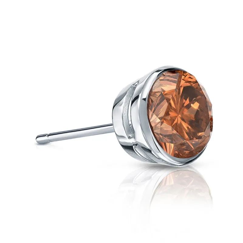 Auriya 14k Gold 1/4ct TDW Bezel-Set Round SINGLE (1) Brown Diamond Stud Earring sold by Zulily