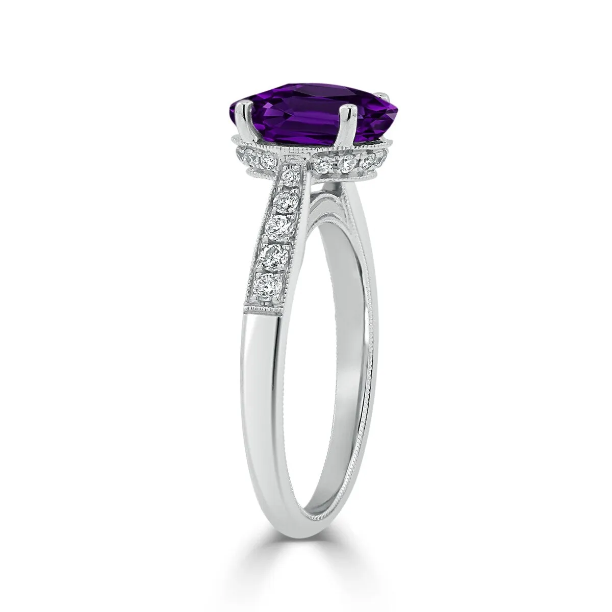 Auriya 1 3/4ct Fancy Oval Purple Amethyst and Diamond Engagement Ring 1/4ctw 14k Gold sold by Zulily product image thumbnail 3
