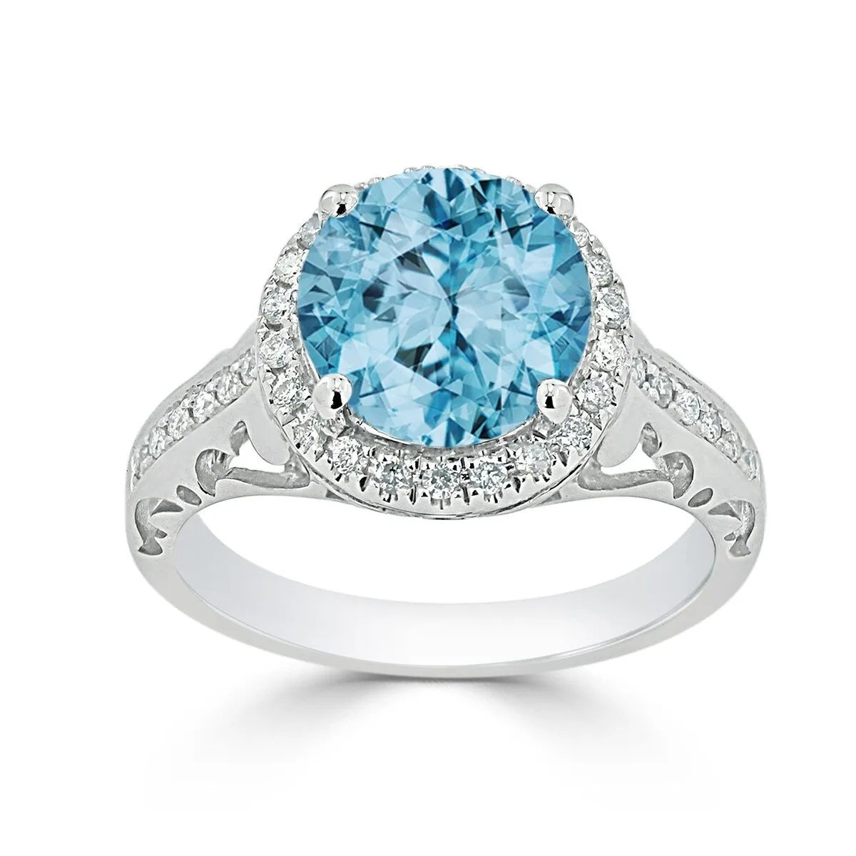 Auriya 2 5/8ct Fancy Round Sky Blue Topaz and Halo Diamond Engagement Ring 1/5ctw 14k Gold sold by Zulily product image thumbnail 3