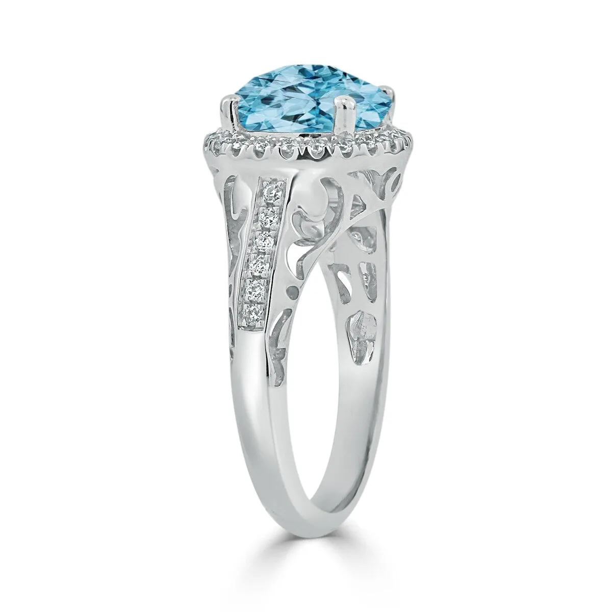 Auriya 2 5/8ct Fancy Round Sky Blue Topaz and Halo Diamond Engagement Ring 1/5ctw 14k Gold sold by Zulily product image thumbnail 4