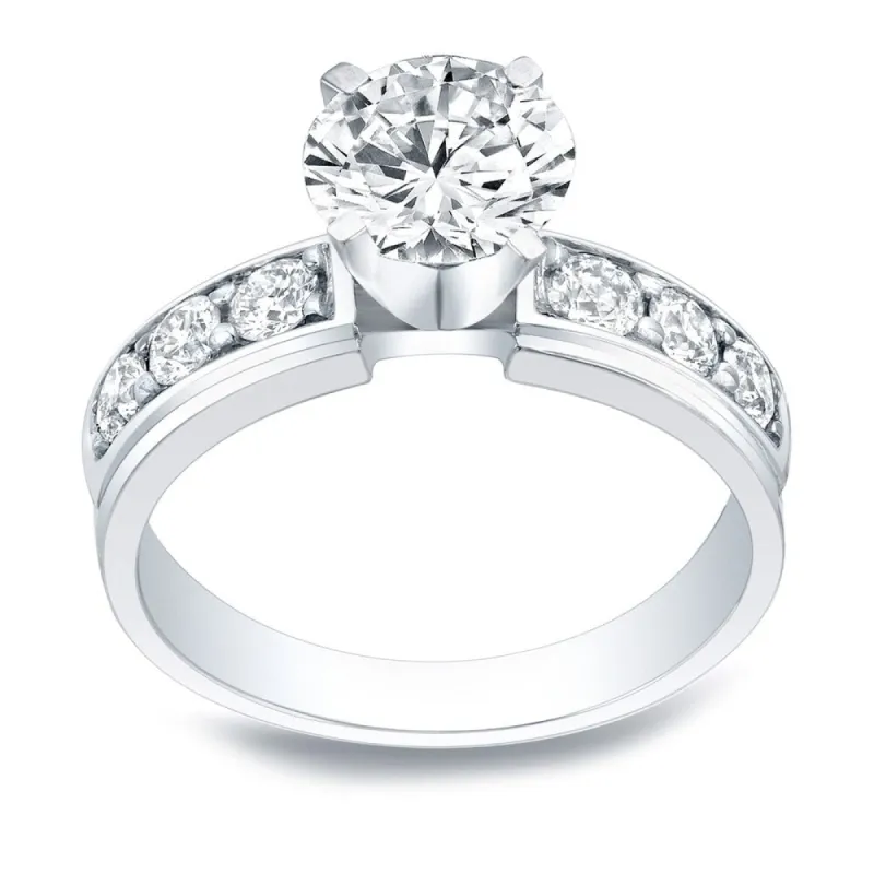 Auriya 14k Gold 2 1/2 carat Round Moissanite and 1/2ctw Diamond Engagement Ring sold by Zulily