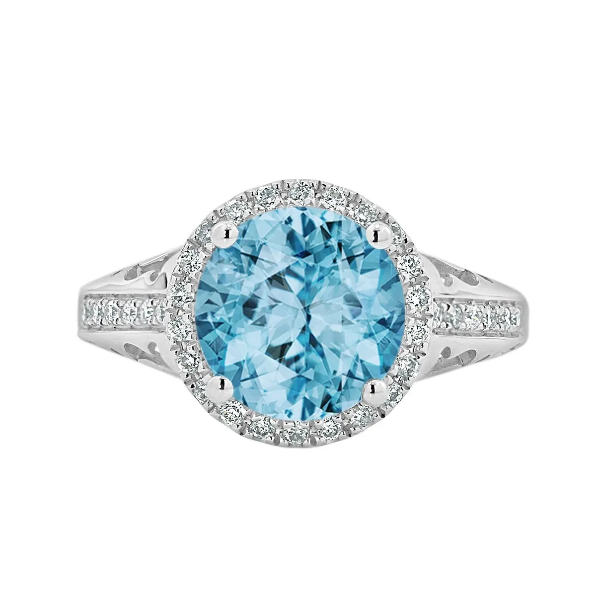 Auriya 2 5/8ct Fancy Round Sky Blue Topaz and Halo Diamond Engagement Ring 1/5ctw 14k Gold sold by Zulily product image thumbnail 2