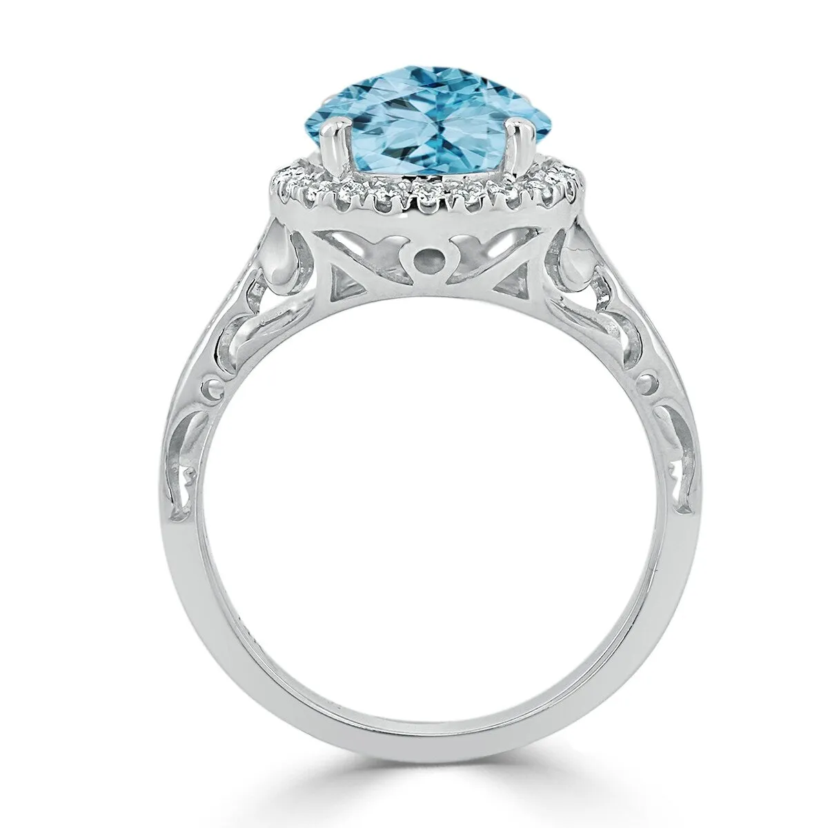 Auriya 2 5/8ct Fancy Round Sky Blue Topaz and Halo Diamond Engagement Ring 1/5ctw 14k Gold sold by Zulily product image thumbnail 5