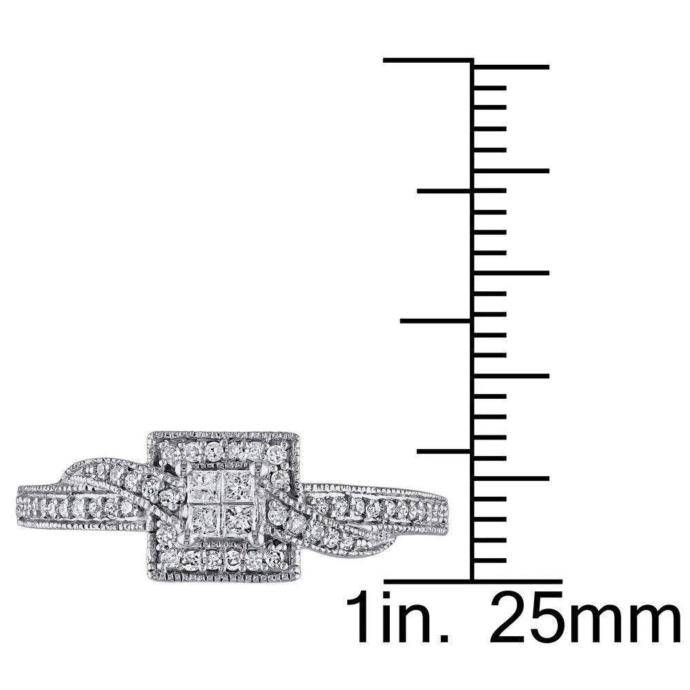 Miadora 10k White Gold 1/4ct TDW Princess-cut Diamond Ring sold by Zulily