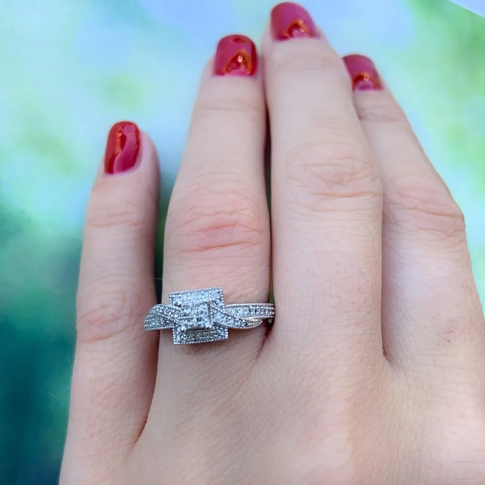 Miadora 10k White Gold 1/4ct TDW Princess-cut Diamond Ring sold by Zulily product image thumbnail 4