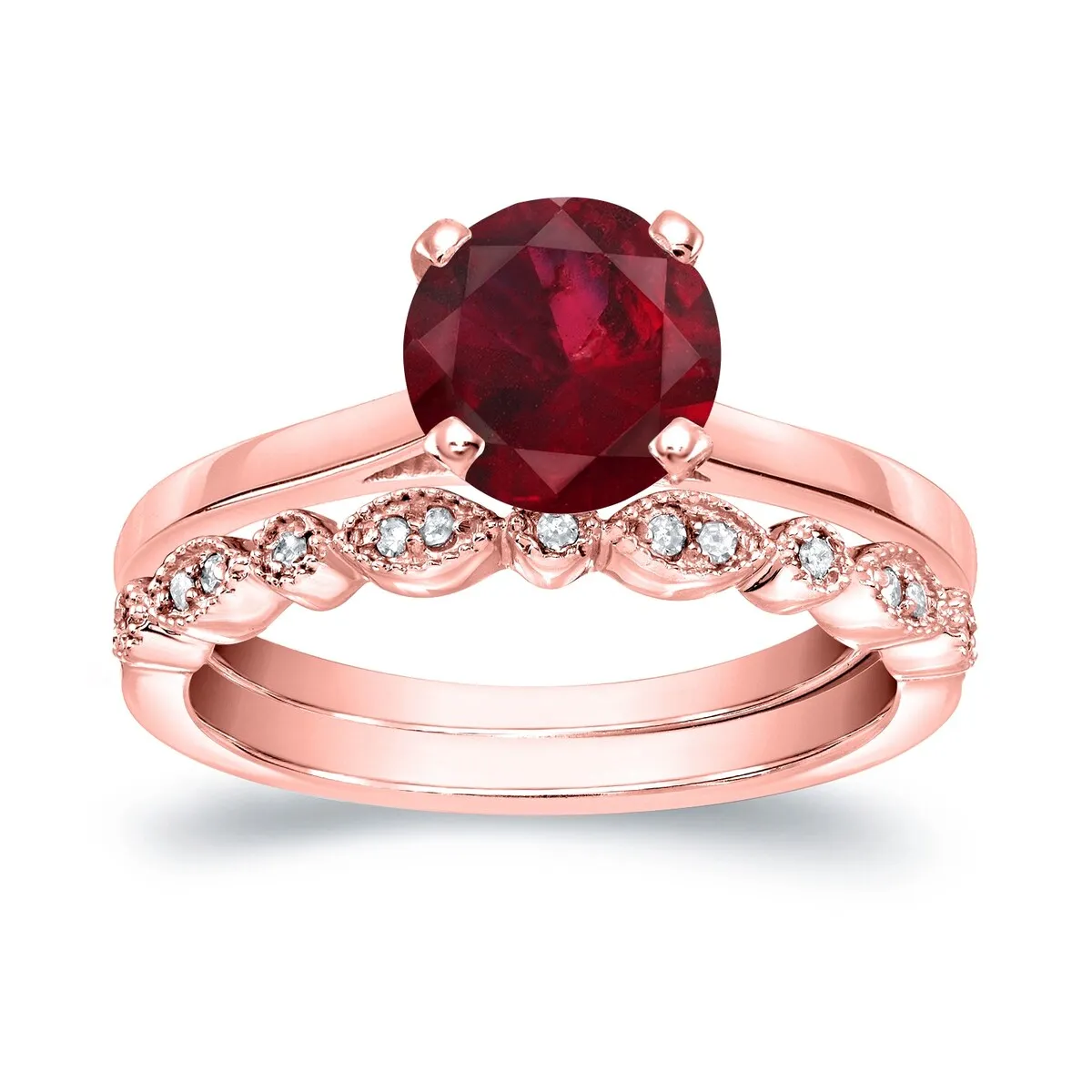Auriya 14k Gold 1ctw Vintage Solitaire Ruby Engagement Ring Set 1/6ctw sold by Zulily product image thumbnail 3