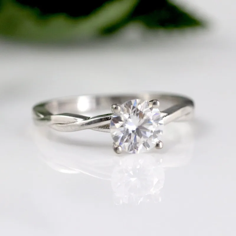 Auriya 14k Gold Twisted 2ctw Round Solitaire Moissanite Engagement Ring sold by Zulily