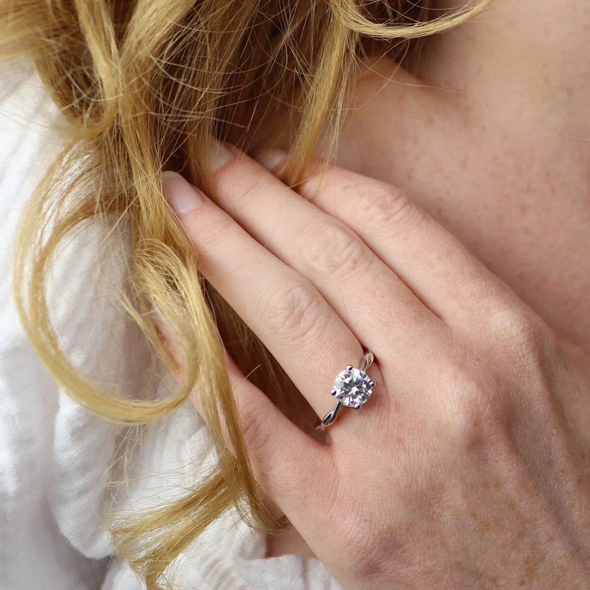 Auriya 14k Gold Twisted 2ctw Round Solitaire Moissanite Engagement Ring sold by Zulily product image thumbnail 2